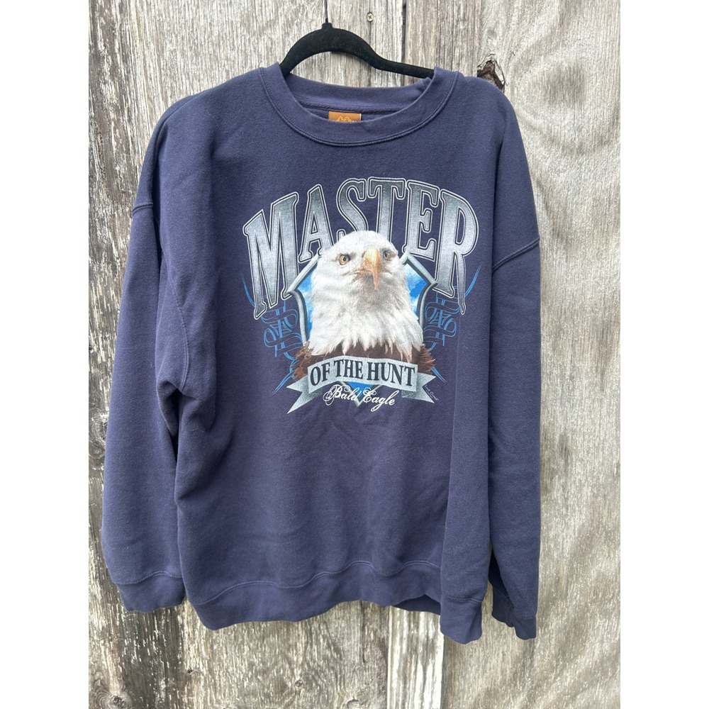 American Outdoors Master of the Hunt Bald Eagle Sweatshirt Navy Blue‎ Mens XL